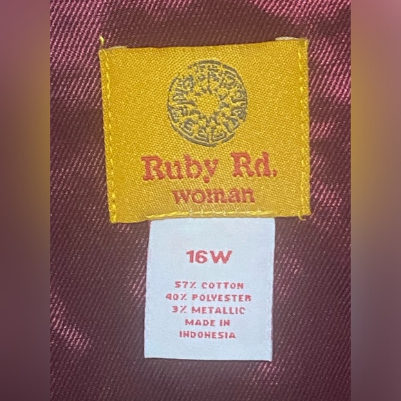 Ruby Rd Metallic Cranberry Red, Button Front, Drawstring Waist Jacket..EC Sz 16W - Picture 5 of 14